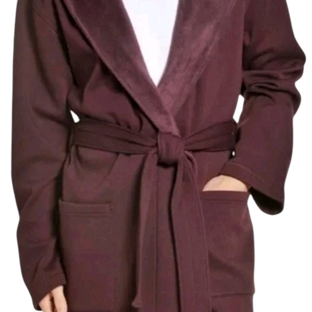 UGG Purple Plush Robe Shawl Collar Tie Belt